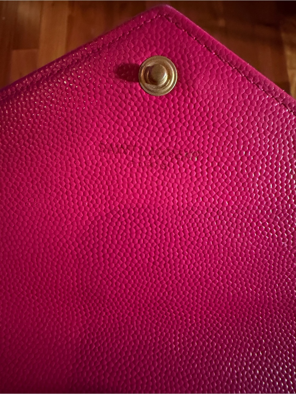 YSL Hot Pink Clutch with gold chain - Picture 9 of 13